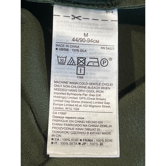 Banana Republic 100% Silk Long Sleeve Blouse Women's Size M Olive Green Fall Lux - Picture 6 of 9